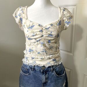 Kirious Los Angeles Floral Crop Top Size Small Coquette